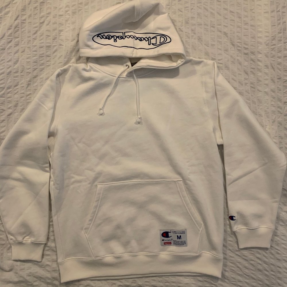 Supreme Champion Outline Hooded Sweatshirt White